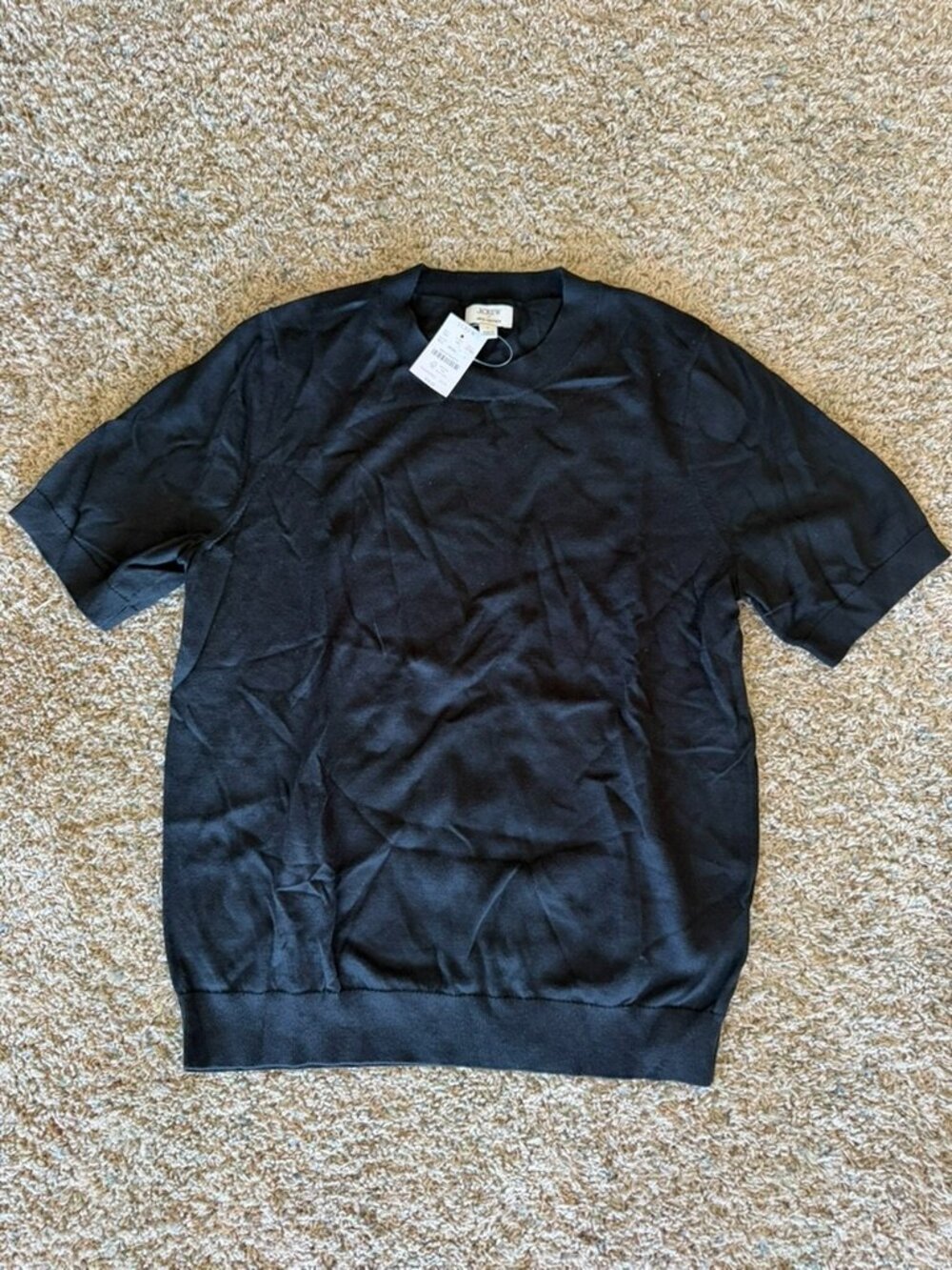 NWT J.Crew Factory Teddie Sweater Black Short Sleeve Knit Top Sz L